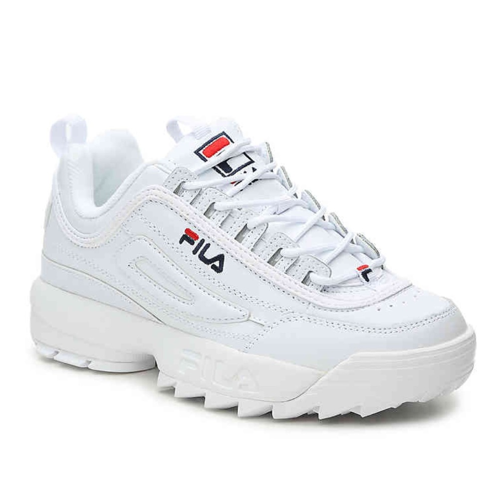 White Fila Disruptors
